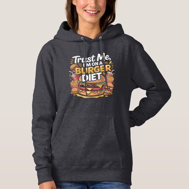 Funny Burger Diet Graphic T-Shirt Design Hoodie (Front)