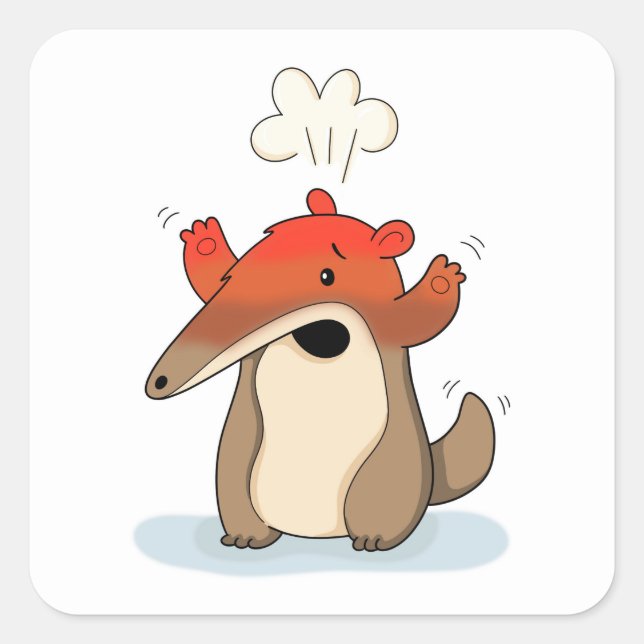 Funny Burnout Anteater Illustration Square Sticker (Front)