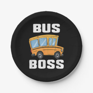 Funny Bus Boss School Bus Driver Paper Plate