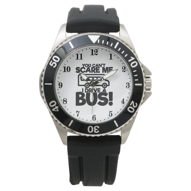 Funny bus driver scare word art  watch (Front)