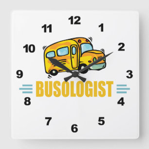 Funny Bus Driver Square Wall Clock