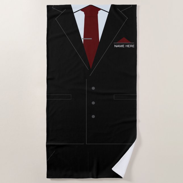 Funny Business Beach Towel with Custom Name (Front)
