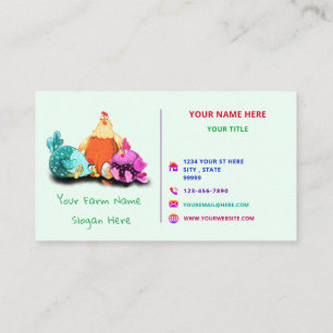 Funny Business Card with Happy Chickens Farm