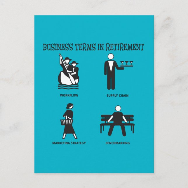 Funny Business Terms in Retirement Postcard (Front)