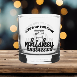 Funny business word art whiskey glass