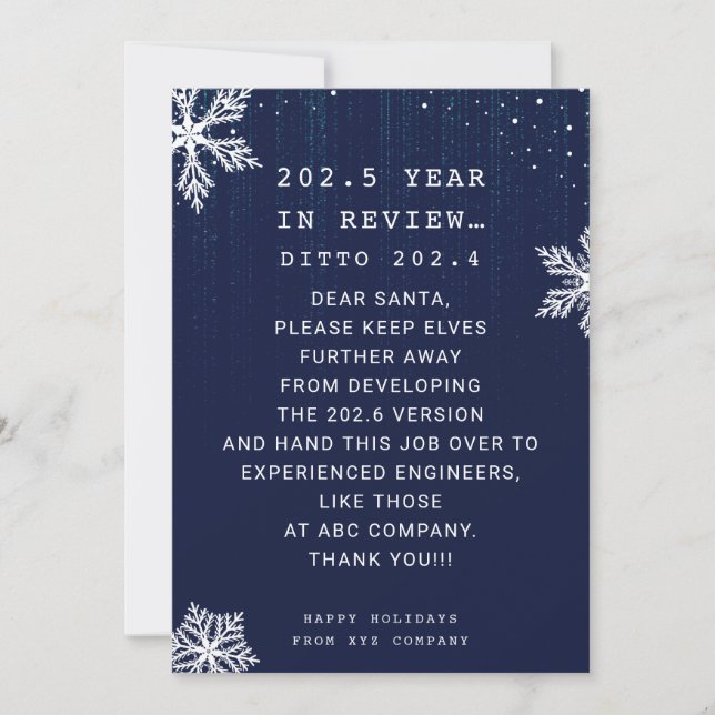 Funny Business Year in Review Engineer Christmas Holiday Card (Front)