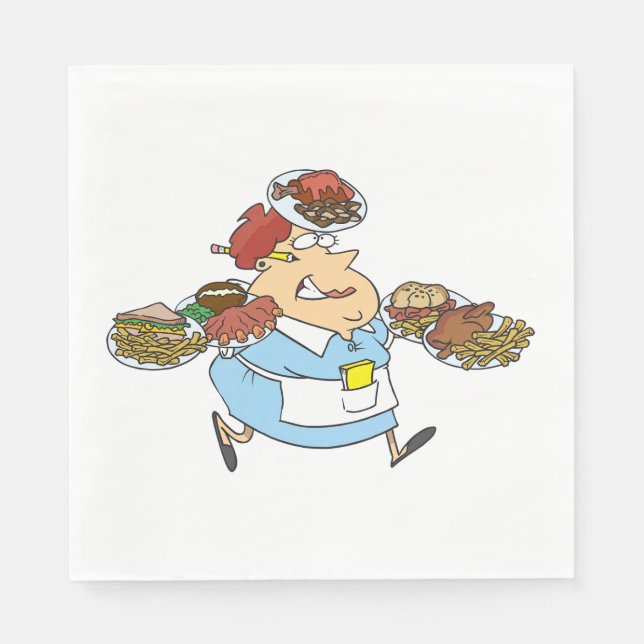 Funny Busy Waitress Overworked Server Napkin (Front)