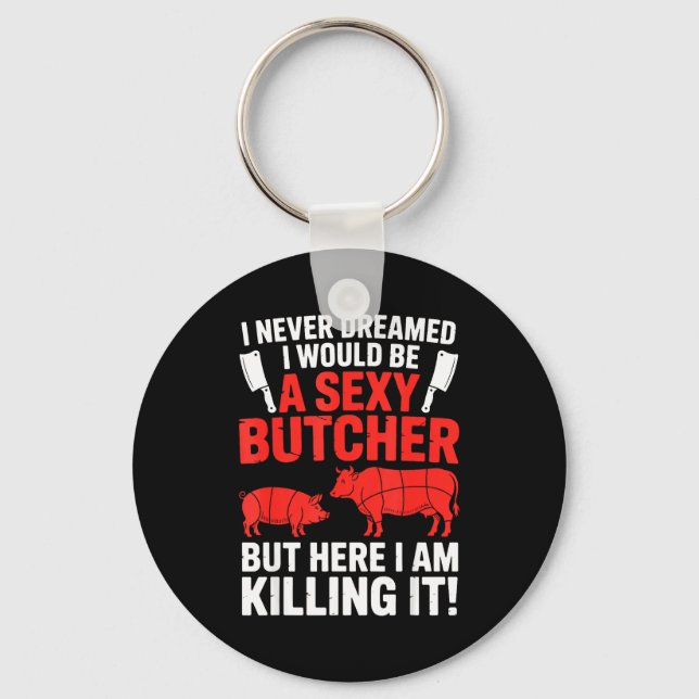 Funny Butcher Design For Men Women Butchery Meat B Key Ring (Front)