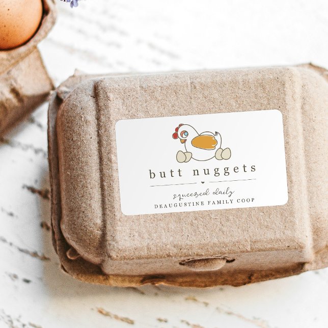 Funny Butt Nugget Farm Coop Egg Carton Label (Creator Uploaded)