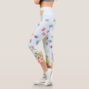 Funny Butterflies Happy Easter Day Capri Leggings