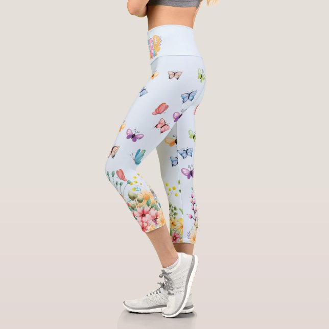 Funny Butterflies Happy Easter Day  Capri Leggings (Left)