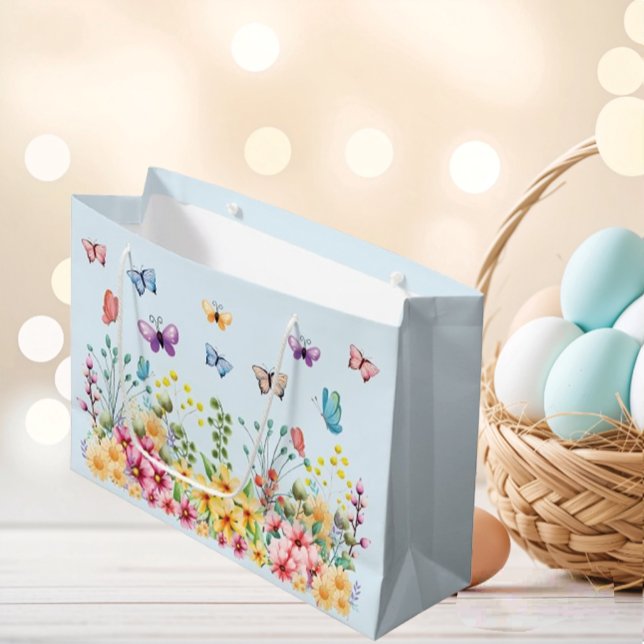 Funny Butterflies Happy Easter Day Large Gift Bag (Creator Uploaded)