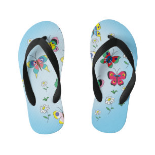 funny butterflies on the background of the sky kid's jandals