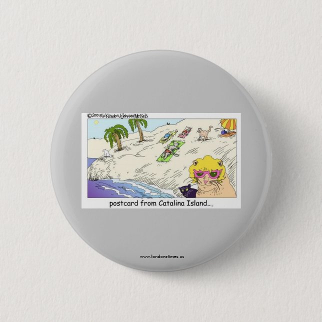 Funny Buttons: Cats From Catalina Island 6 Cm Round Badge (Front)