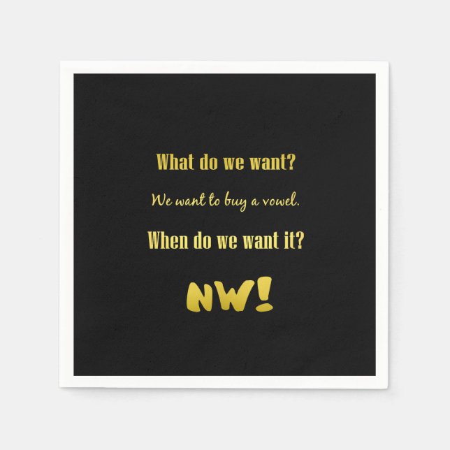 Funny Buy a Vowel — Now! Napkin (Front)