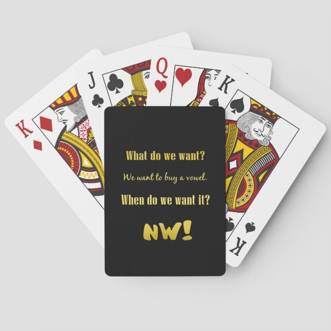 Funny Buy a Vowel — Now! Playing Cards (Back)