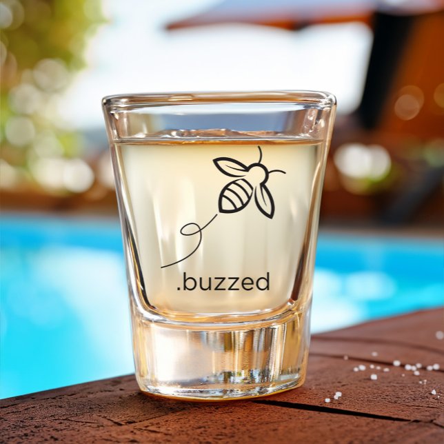 Funny Buzzed Bumble Bee Shot Glass (Funny Buzzed shot glass from the Cheeky Sippers collection by MugPint.)