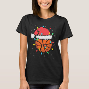Funny Bysketbyll Player Xmas Santa Hat Bysketbyll T-Shirt