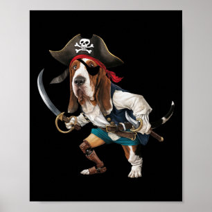 Funny Bysset Hound Pirate Halloween Mens Womens Ki Poster