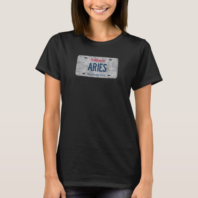 Funny Ca State Vanity License Plate Aries T-Shirt (Front)