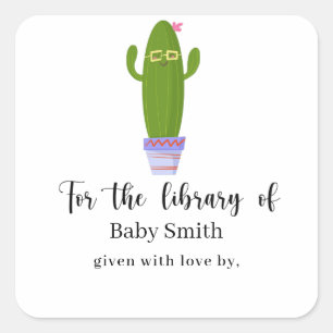 Funny cactus - Baby Shower Library Square Sticker