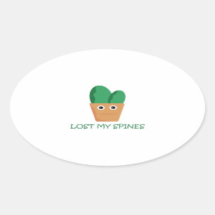 Funny cactus character cartoon illustration humour oval sticker