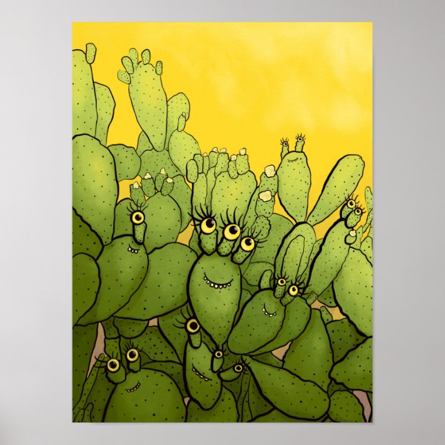 Funny Cactus Character Cute Succulent Characters Poster (Front)
