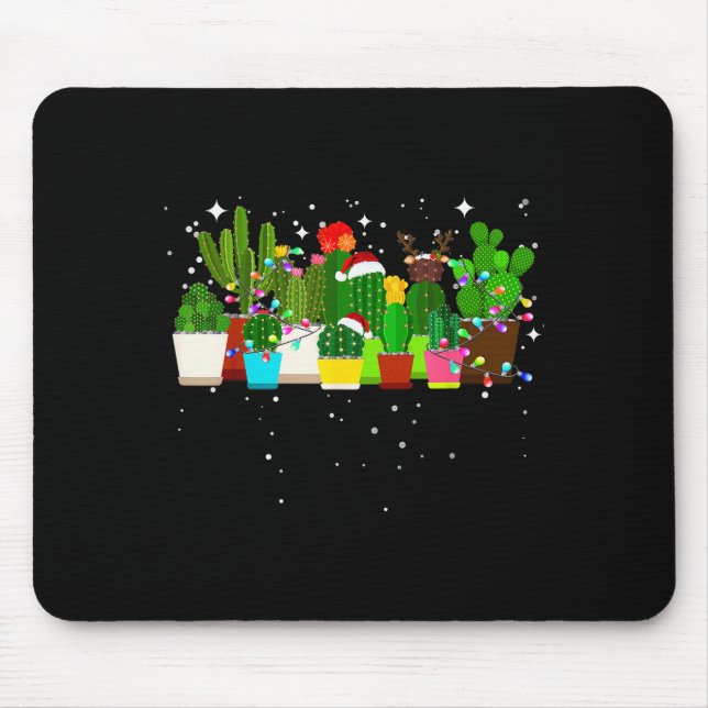 Funny Cactus Christmas Tree  Mouse Pad (Front)