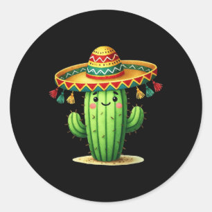 Funny Cactus Cinco De Mayo Boys Toddler Kids Mexic Classic Round Sticker