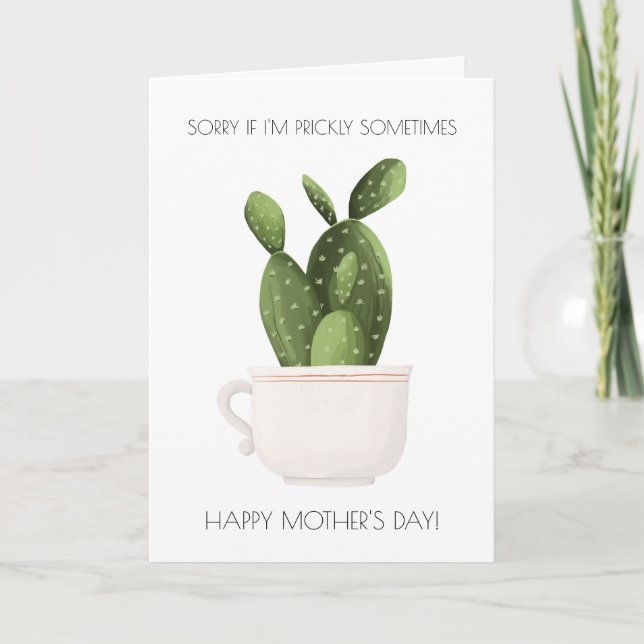 Funny Cactus Mother's Day Card (Front)