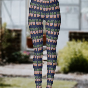 Funny Cactus Mum Pattern Gardening Leggings