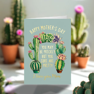 Funny Cactus Plant Mum Mother's Day Foil Card