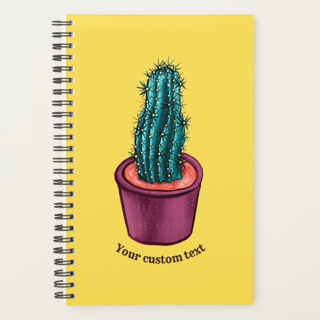 Funny Cactus Pot Trippy Psychedelic Custom Text Planner (Front)