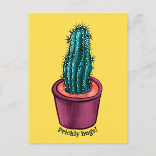 Funny Cactus Psychedelic Potted Succulent Plant Postcard