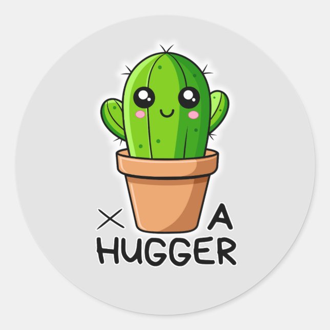 Funny Cactus Pun Cute Plant Classic Round Sticker (Front)