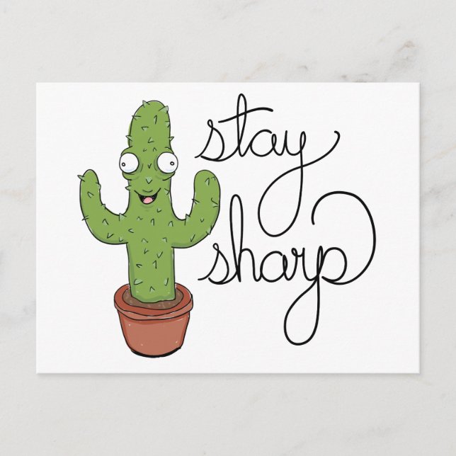 Funny Cactus Stay Sharp Character Postcard (Front)