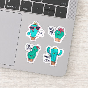 Funny cactus sticker set