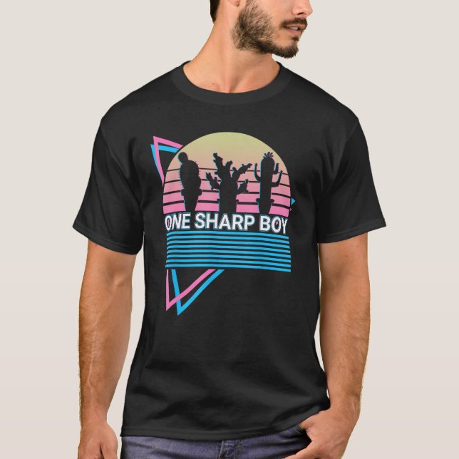 Funny Cactus Succulent Retro One Sharp Boy T-Shirt (Front)