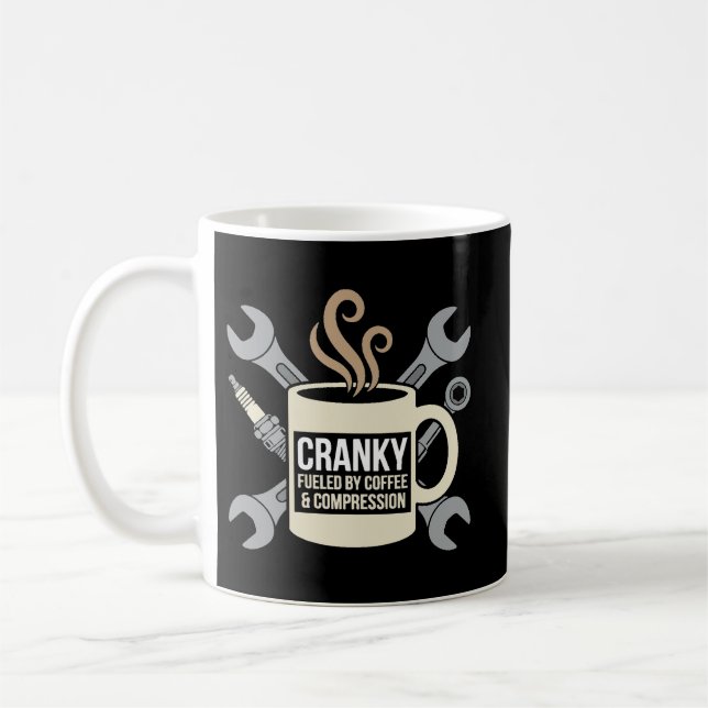 Funny café Mechanic Cranky Engine Crankshaft Coffee Mug (Left)