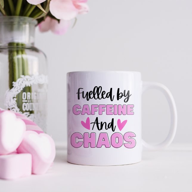 Funny Caffeine and Chaos Coffee Mug (Creator Uploaded)