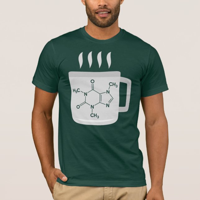 Funny Caffeine Molecule Chemistry Coffee Novelty T-Shirt (Front)