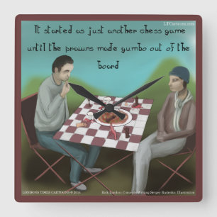 Funny Cajun Chess Square Wall Clock