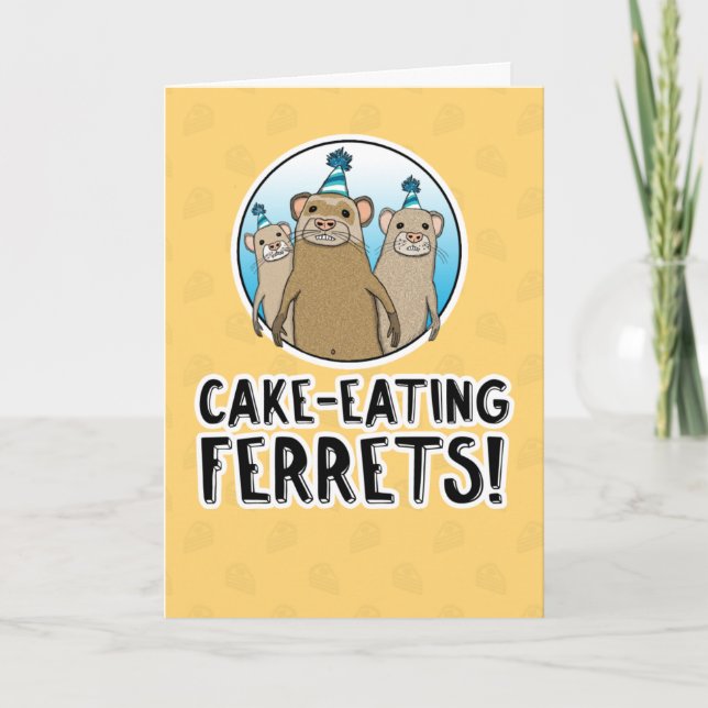 Funny Cake Ferrets birthday card (Front)