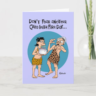 Funny Cake with Fire Birthday Card