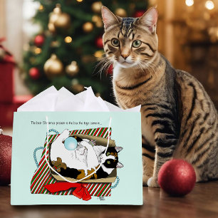 Funny Calico Cat Christmas Gift Box Large Gift Bag