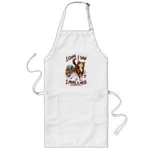Funny Calico Cat I Came I Saw I Made A Mess Long Apron