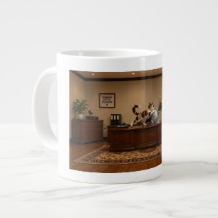 Funny Calico Cat Knocking Over a Vase   Chaos  Large Coffee Mug