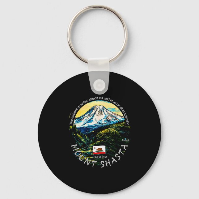 Funny California's Majestic Mount Shasta Hiking Mo Key Ring (Front)