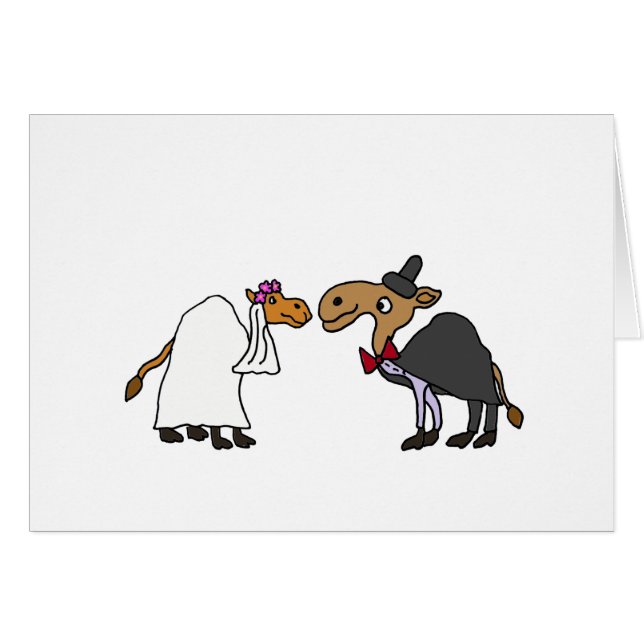 Funny Camel Bride and Groom Wedding Cartoon (Front Horizontal)