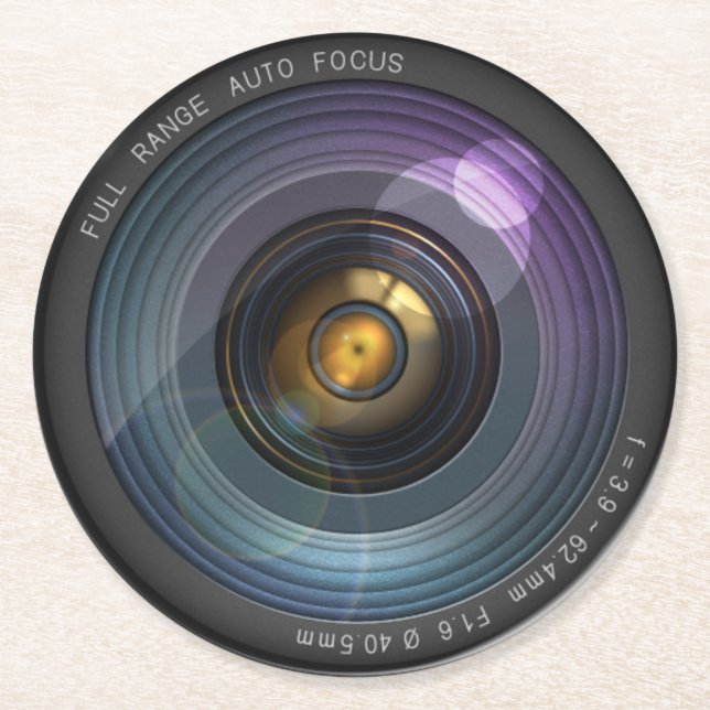 Funny Camera Lens Round Round Paper Coaster (Front)